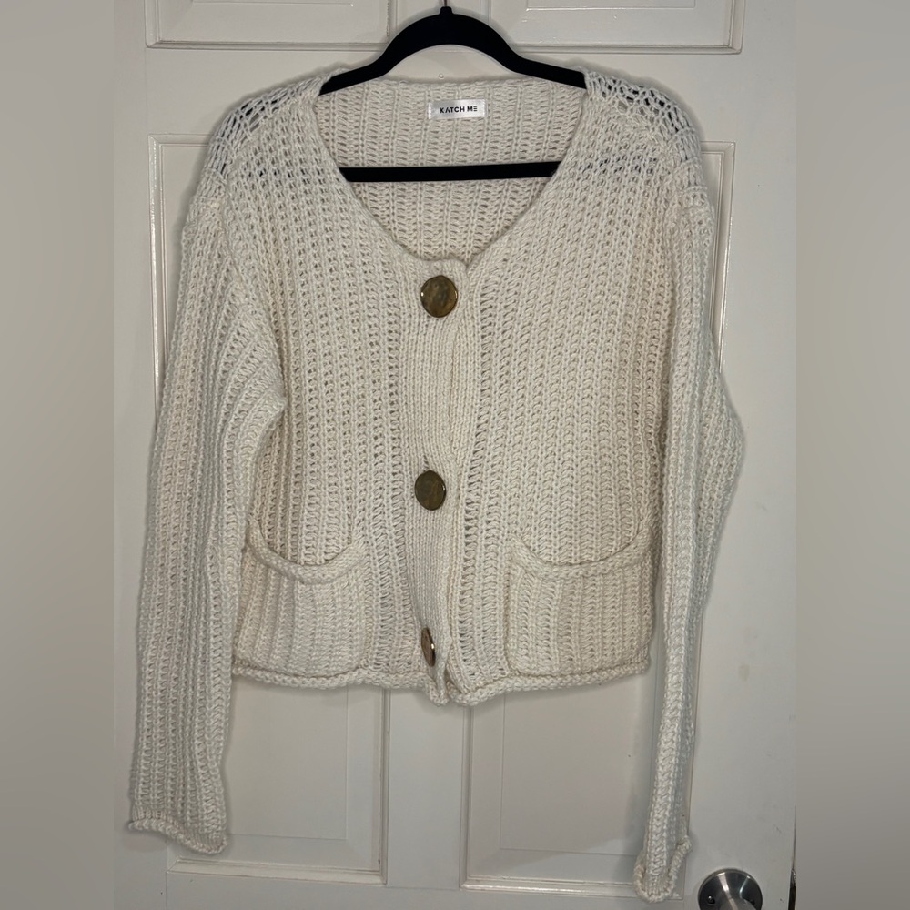 Katch Me Cozy Cream Knit Sweater